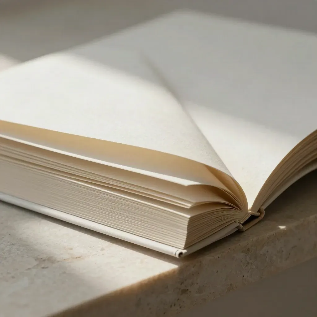 Folio in carta pietra con linguette e strip export su lastra chiara